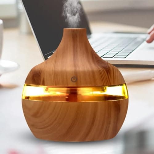 Image of 300ML USB Air Humidifier Electric Aroma Diffuser Mist Wood Grain Oil Diffuser For Car Office Home Have 7 LED Light Humidifiers