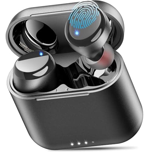 Image of TOZO T6 True Wireless Earbuds Bluetooth Headphones Touch Control with Wireless Charging Case IPX8 Waterproof Stereo Earphones in-Ear Built-in Mic Headset Premium Deep Bass for Sport (Black)