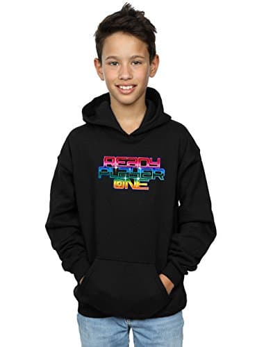 Image of Absolute Cult Ready Player One Boys Rainbow Logo Hoodie Black 12-13 years
