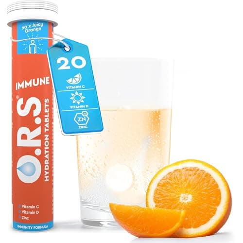 Image of O.R.S Immune Hydration Tablets - Orange, 1 Tube | Winter Wellness Electrolytes with Vitamins, Iron & Zinc for Immunity Support | Salts for Electrolyte Replacement | Vegan, Gluten-Free & Low Calorie