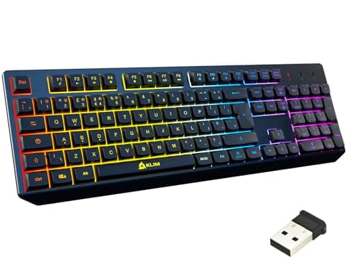 Image of KLIM Chroma Wireless Keyboard UK Layout - Slim, Durable, Ergonomic, Quiet, Waterproof, Silent Keys - Backlit Wireless Gaming Keyboard For Laptop PC Gamer PS4 Mac - NEW VERSION - Black
