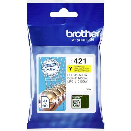 Image of Brother LC-421Y Inkjet Cartridge, Yellow, Single Pack, includes 1 x Inkjet Cartridge, Brother Genuine Supplies