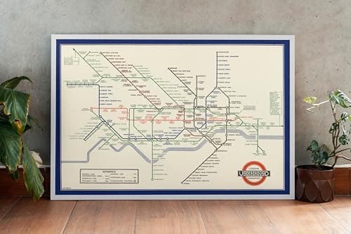 Image of Historic Map - Pocket Map, London Underground Transport. 1938 - Vintage Wall Art - 24in x 16in
