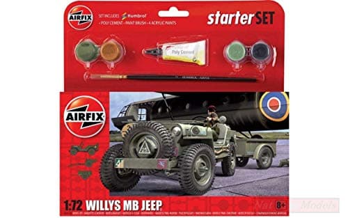 Image of Airfix ASSEMBLY KIT COMPATIBLE WITH WILLYS MB JEEP STARTER SET KIT 1:72 A55117