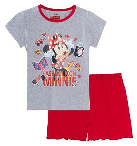 Image of Disney Girls Minnie Mouse Short Pyjamas Grey/Red 4-5 Years