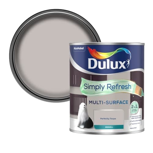 Image of Dulux Simply Refresh Multi Surface Eggsgell Paint - Perfectly Taupe - 750ML