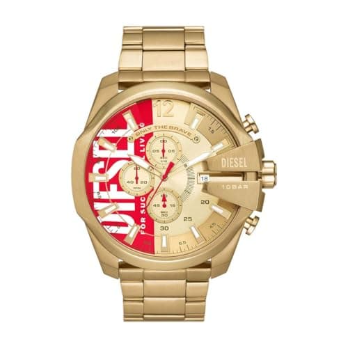 Image of DIESEL Mega Chief Watch for Men, Chronograph Movement with Stainless Steel Strap