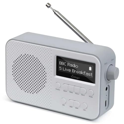 Image of LEMEGA PR2 Max DAB/DAB+ Digital Radio with Bluetooth – Portable FM Radio with 10hr Battery Play, Mains Power, Dual Alarm Clock, Large Clear LED Display, 40 Presets & Headphone Jack (Grey)
