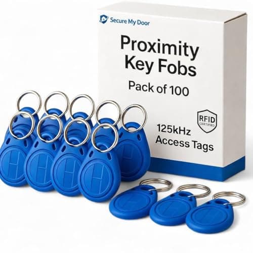 Image of SecureMyDoor - RFID Proximity Fobs in Blue - Token - Fob - Tag - 125kHz Card Key - Ideal for Digital Keypad | Proximity Reader | Door Entry Access Control Security System (100)