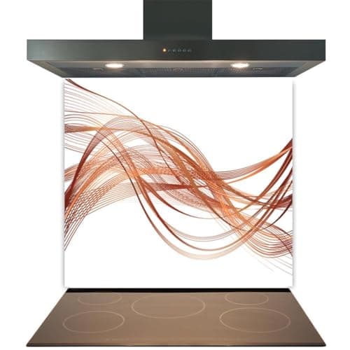 Image of Glass Splashback for Kitchen Toughened Heat Resistant Cooker Tile - Design 2021-70cm (w) x 65cm (h) - Silicone Fixing