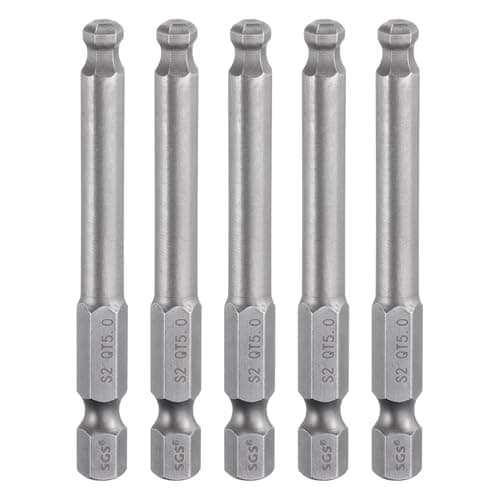 Image of sourcing map 5pcs Ball End Hex Screwdriver Bit 5mm (H5.0) Tip 1/4" Hex Shank 65mm (2.56") Long Magnetic Ball Head Bits Industrial Grade S2 Steel Metric Screw Driver Bit
