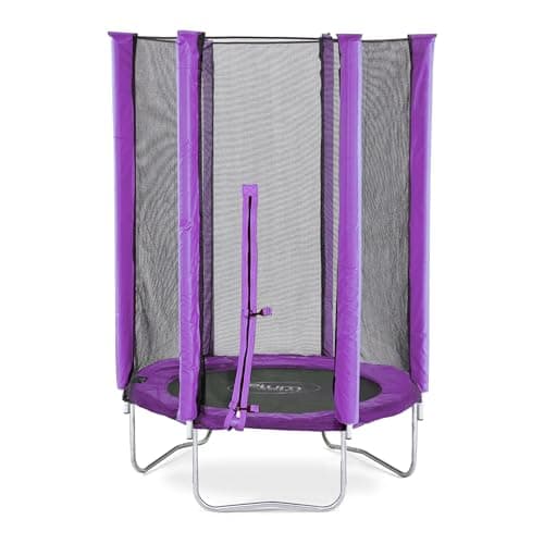 Image of Plum Play 4ft Mini Indoor Outdoor Trampoline with Safety Enclosure - Suitable From 3 Years Plus - Stable Legs - Durable Active Junior Garden Play (Purple)