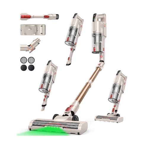 Image of Honiture Clean Cordless Vacuum Cleaner, 45KPa/550W Stick Vacuum, 50min Runtime, 90° Foldable Tube, Self-Standing Anti-Tangle Brush, Lightweight Vacuum for Home Pet Hair Hardwood Floors Carpets Stair