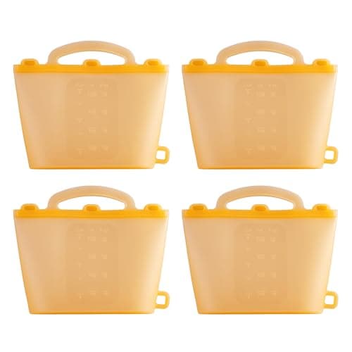 Image of GREENSAPPIRE Reusable Silicone Microwave Steam Sterilizer Bags, 4-Pack Silicone Steaming Bags for Baby Bottles, Breast Pump Parts, Pacifiers & Accessories for Home & Travel (Yellow)