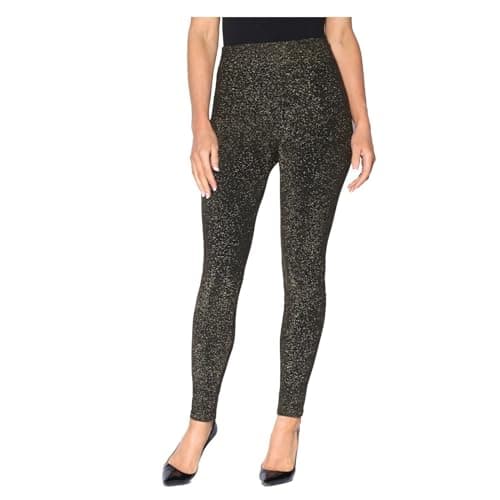 Image of Missloved Black and Gold Tight Metallic Shiny Glitter Lurex Leggings (XL to fit UK 16-18)