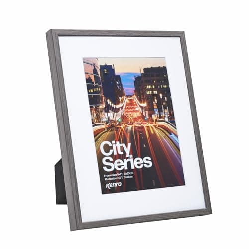 Image of Kenro City Series Grey Photo Frame A4 / 21x29.7cm with White Mat for Photo 9x6 / 23x15cm - CT2315GY