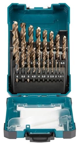 Image of Makita D-67583 M-Force Metal Drill Bit Set 19 Pieces in Storage Box, Diameter 1-10 mm, HSS Metal Drill Bit with Anti-Rust Coating, Fast and Clean Drilling Progress, Round Shank