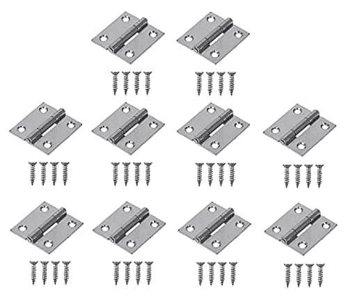 Image of TERF® 10 Pcs Zinc Plated Steel Butt Hinges 38mm Door Butt Hinges Folding 38mm [1.5 inch] Silver for Home Furniture Bathroom Cabinet Window Internal Doors Including Fixing Screw