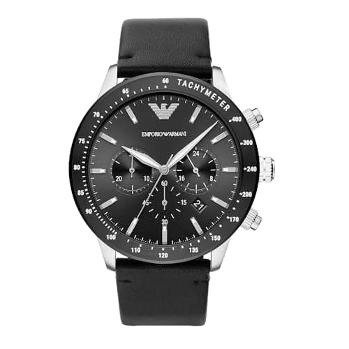 Image of Emporio Armani Watch for Men, Quartz Chronograph Movement, 43 mm Multi Stainless Steel Case with a Leather Strap, AR11243