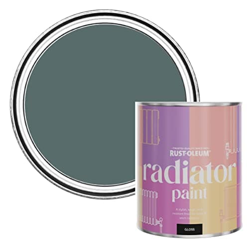 Image of Rust-Oleum Green Heat Resistant Radiator Paint in Gloss Finish - Deep Sea 750ml