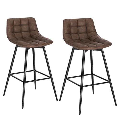 Image of WOLTU Bar Stools Set of 2, Breakfast Kitchen Counter Barstools with Backrests and Footrests, Faux Leather, Brown