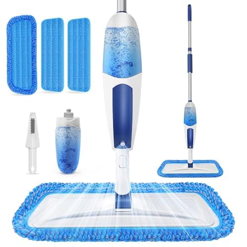 Image of Microfiber Mops for Cleaning Floors - Spray Floor Mop for Laminate Floors with 3 Washable Pads 1 Refillable Bottle - Wet Dry Dust Mop for Hardwood Tile Vinyl Wall Bathroom Kitchen