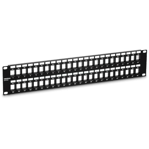 Image of TRENDnet 48-Port Blank Keystone 2U HD Patch Panel, TC-KP48, Cat 5/5E/6/6A, 2U 19 Inch RackMount Ready, HD Keystone Network Patch Panel, Recommended with TC-K25C6 & TC-K50C6 Cat6 Keystone Jacks