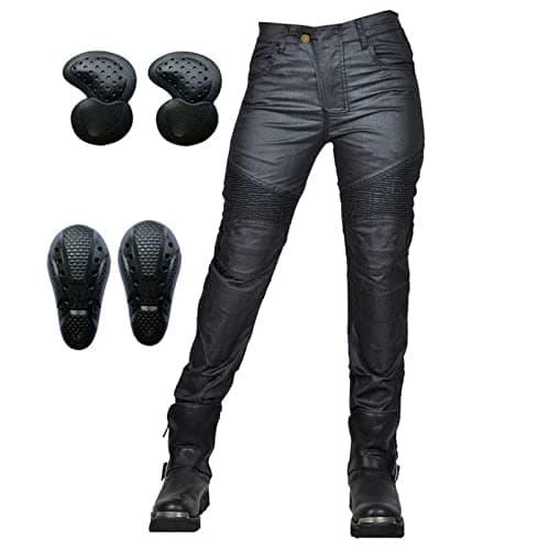 Image of SHAIYOU Womens Motorcycle Trousers,Waterproof Ladies Motorbike Protective Coated Pants Armoured Riding Motocross Stretch Racing Jeans with 4 Removable Armour (B,S)