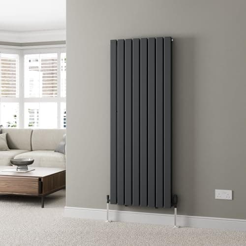 Image of DuraTherm® 1600 x 608mm Anthracite Grey Vertical Designer Radiator Double Column Flat Panel Modern Central Heating Panels Bathroom Radiators