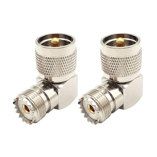 Image of Kinweistex UHF Male to Female 90 Degree Coaxial Connector PL259 to SO239 Right Angle Coax Adapter for CB Radios Antennas 2PCS