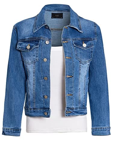 Image of SS7 Girls Denim Jacket Stonewash Blue Stretch