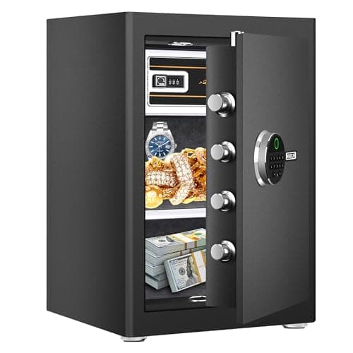 Image of HSGCJS Biometric Fingerprint Safe, Home Safe Box with full Digital Keypad,Security Safe For Home,Office and Hotel-3.02 Cubic Feet