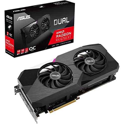 Image of ASUS Dual AMD Radeon RX 6750 XT OC Edition 12GB GDDR6 Gaming Graphics Card (AMD RDNA 2, HDMI 2.1, DisplayPort 1.4a, Axial-tech Fan Design, 0dB Technology, Overclocked) (DUAL-RX6750XT-O12G)