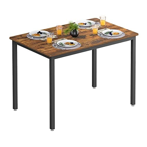 Image of VASAGLE Dining Table, Kitchen Table, 70 x 110 x 77 cm, Dining Table for 4 People, Living Room Desk, for Dining Room, Kitchen, Industrial, Rustic Brown and Black KDT081B01