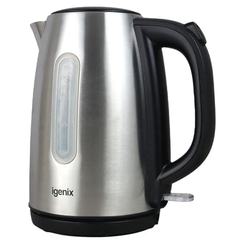 Image of Igenix 3000W Jug Kettle, Water Level Window, Auto Shut Off, Boil-Dry Protection, 360° Cordless Base, Stainless Steel, IGK01766SS, (1.7 Manual)