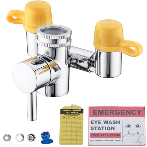 Image of TIDYENDURE Faucet Mounted Eyewash Station with Cover, Faucet Mounted Emergency Eye Wash Station Sink Attachment, Eye Wash Kit, Eye Wash Unit for Lab, Factory, Industry Site, Workshop, Office and Home