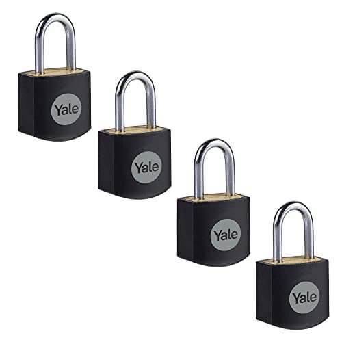 Image of Yale - Y110JB/15/111/4 Standard Security 15mm Brass Padlock - Black - Open Steel Shackle - 3 keyed Alike Keys