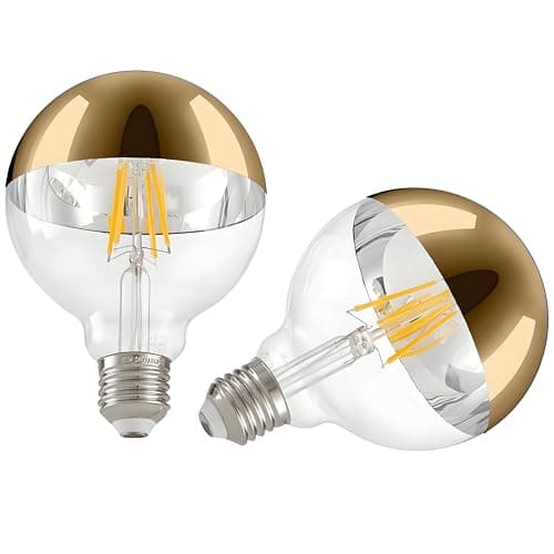 Image of Vanpus E27 LED Bulb – 6W (60W Equivalent), Half Chrome & Golden Half-Plated, Vintage Edison Screw, Warm White 2700K, No Flicker Dimmable, ⌀95mm (2 Pack)​