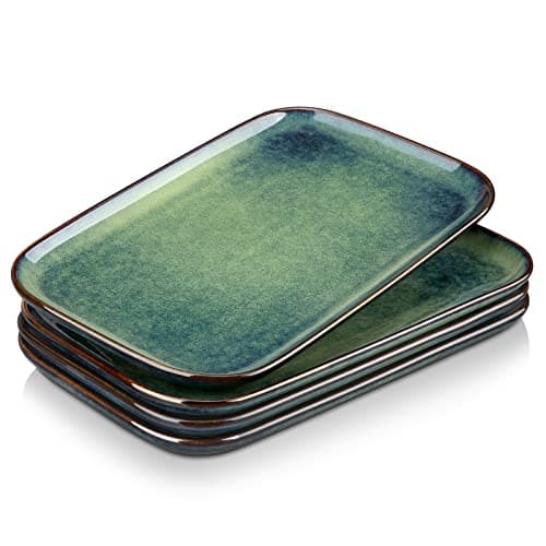 Image of vancasso Stern Serving Platter & Tray Set, 4-Piece Ceramic Serving Plates for Parties, 11 Inch Easy-Clean Large Serving Dish for Main Course and Side Dishes, Green