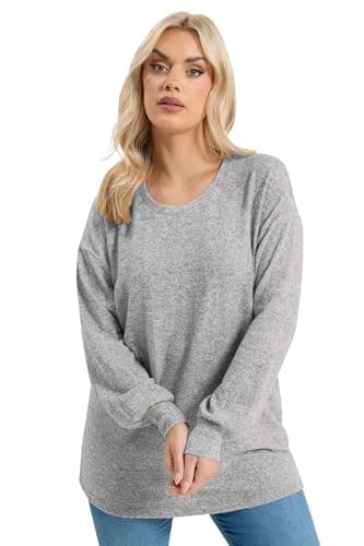 Image of Yours Curve Soft Touch Jumper - Women's - Plus Size Curve Grey
