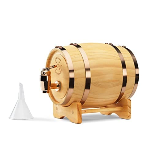Image of InGenious Mini Wooden Whiskey Barrel Decanter | Miniature Spirit Keg with Stand