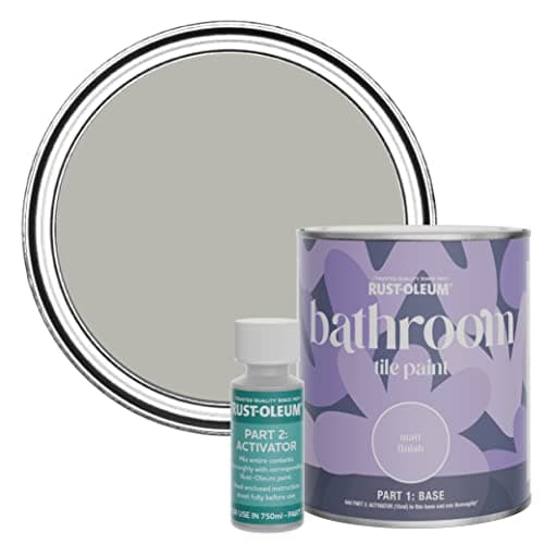 Image of Rust-Oleum Grey Water-Resistant Bathroom Tile Paint in Matt Finish - Grey Tree 750ml