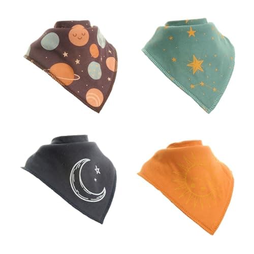 Image of Ziggle Bandana Dribble Bibs - Cotton Front Baby Bibs Newborn to 24 Months - Newborn Gifts - Baby Bibs For Comfortable Kids - Cosmic bib set
