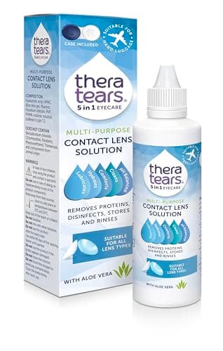 Image of TheraTears Multi-Purpose Contact Lens Solution 100ml/Cleans, Disinfects, Lubricates and Hydrates Your Contact Lenses/Added Aloe Vera Known to Soothe and Refresh/Suitable for All Lens Types