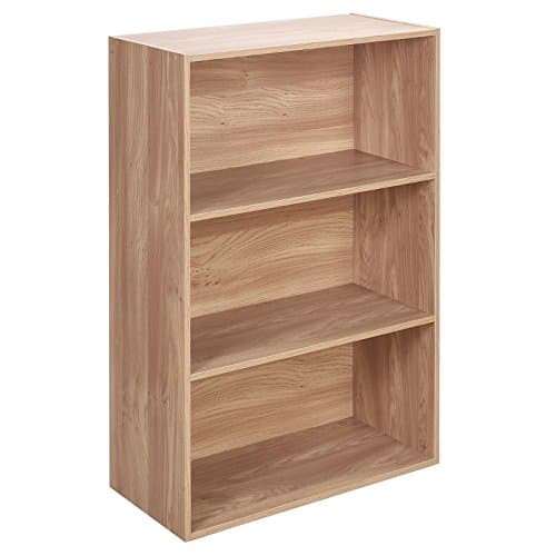 Image of URBNLIVING Wide 3 Tier Wooden Oak Shelf Bookcase