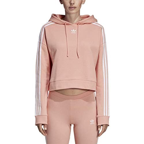 Image of adidas Originals boysCropped Hoodie Hooded Sweatshirt - Pink - Small