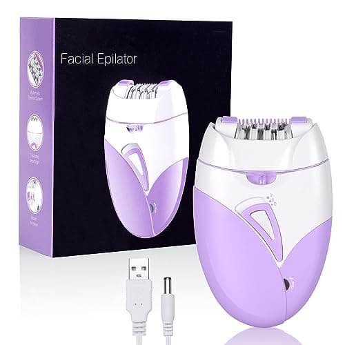Image of URAQT Facial Epilator, Cordless Electric Lady Face Shaver Mini Epilator with LED Light, Smooth Bikini Trimmer for Face Body Arm Leg Underarm, Rechargeable Gentle Hair Removal Device for Women