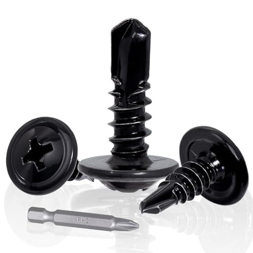 Image of KINETOX 100Pcs Self Drilling Screws M4.2 x 16mm Stainless Steel 410 Self Tapping Screw Black Wafer Head Tek Screws with PH2 Bit for Furniture Repair Metal Fastening & DIY