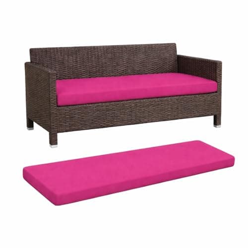 Image of House Of Home Outdoor Bench Cushion Garden & Patio Seat Pad, Water & UV Resistant, Removable Cover (Fuchsia, 2 Seater 108cm x 45cm x 5cm)