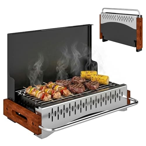 Image of Outsunny Portable BBQ Grill, Folding Charcoal Barbecue Grill with Removable Charcoal Basin for Camping Picnic, Garden Party, Black